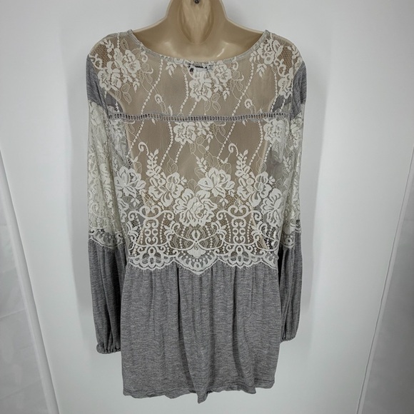 Venus Lace Boho Peplum Top Long Sleeve M Angelcore Fairy Dainty Cottagecore - Picture 7 of 12
